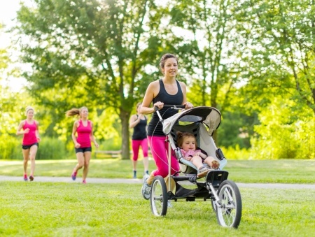 running in a jogging stroller