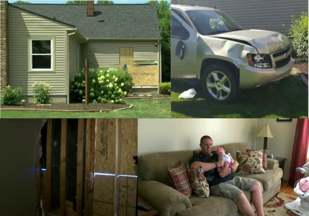 car crashed into home almost killed baby