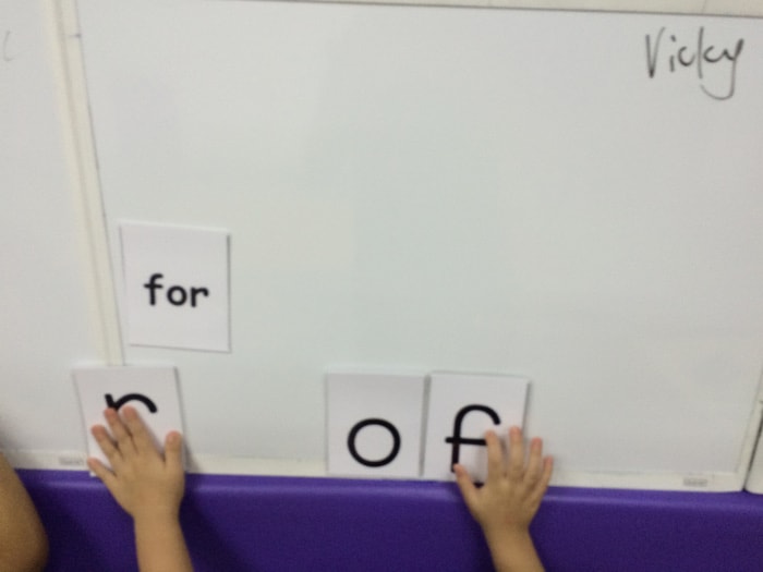 Matching word cards to picture cards